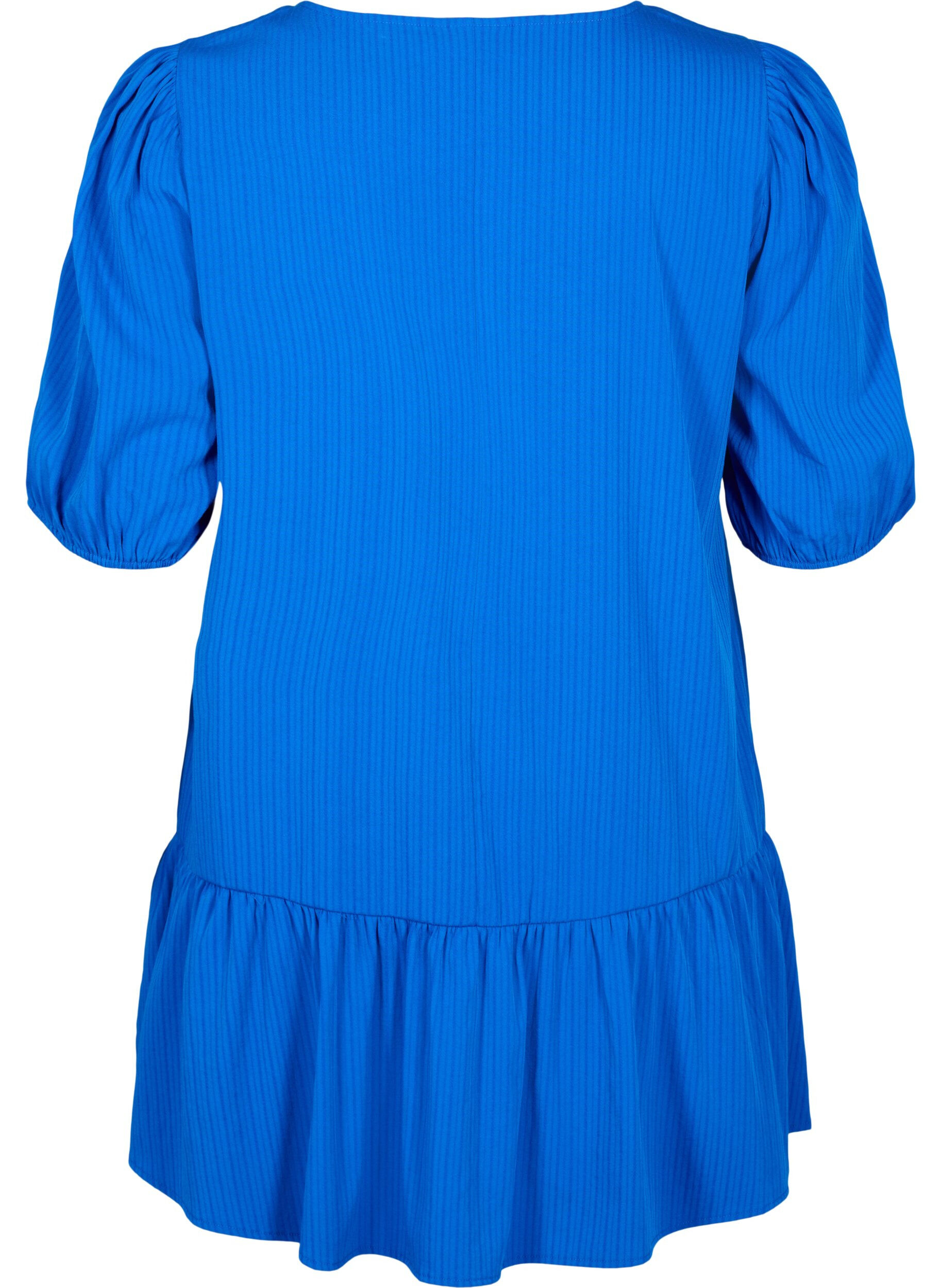 Zizzifashion Tunic in viscose with ties, Princess Blue, Packshot image number 1