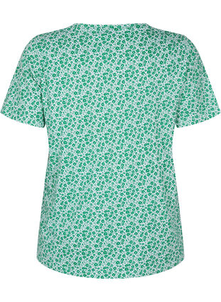 Floral cotton t-shirt with v-neck, Jolly Green AOP, Packshot image number 1