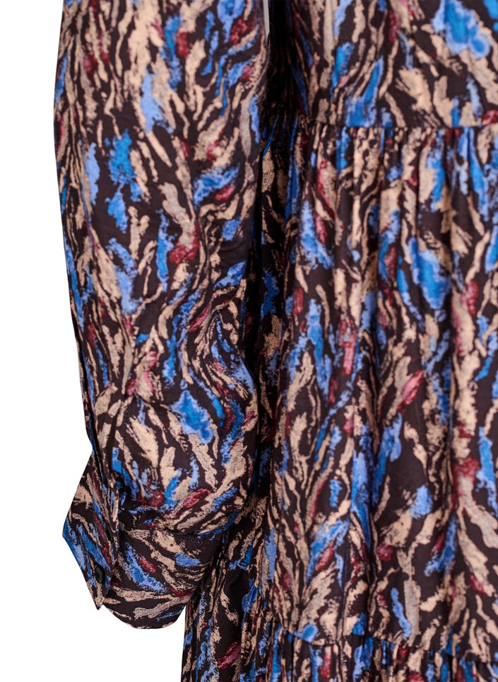 A-line dress with a ruffle collar, Blue, Packshot image number 3