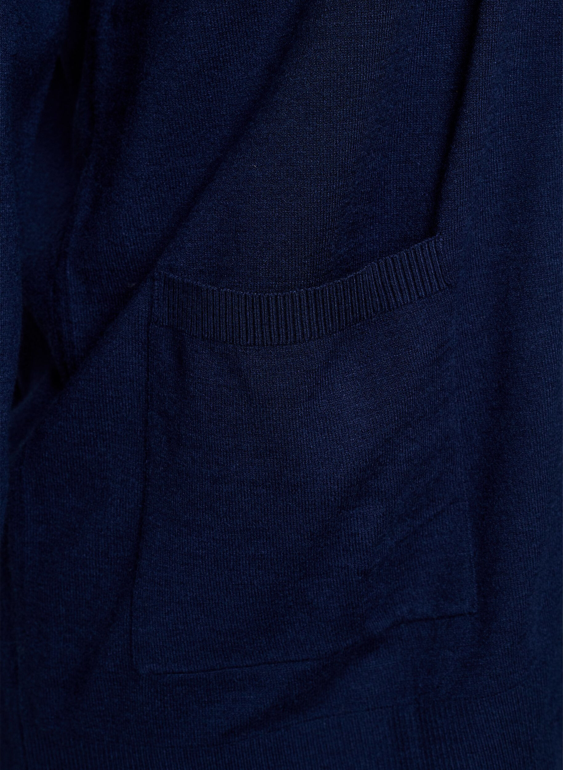Zizzifashion Long open-front knit cardigan with pockets, Blue, Packshot image number 3