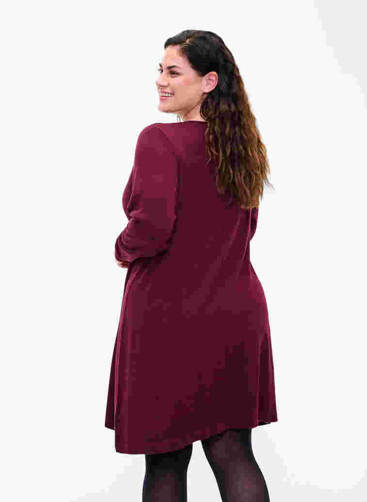 Knitted dress with v-neck in a cotton blend, Port Royal, Model image number 1
