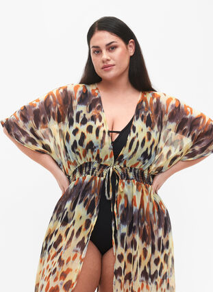 Beach printed kimono, Abstract Leopard, Model image number 2