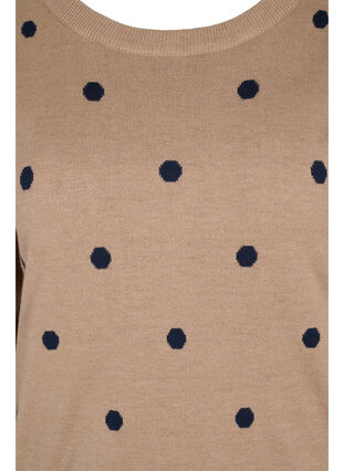 Knitted blouse with 3/4 sleeves and contrast-coloured dots, Navy Blazer W/Birch, Packshot image number 2
