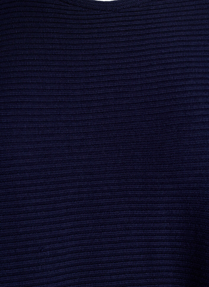 Knitted top with a boat neck and 1/2 sleeves, Blue, Packshot image number 2