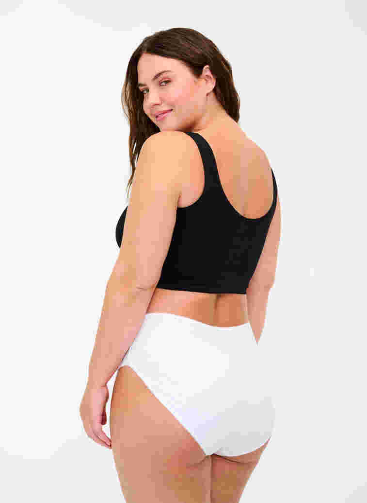 3-pack high waist cotton briefs, Bright White, Model image number 1