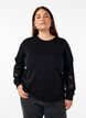 Sweatshirt with embroidered cut-outs, Black, Model image number 0