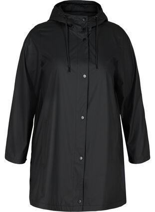 Rain coat with a hood and pockets, Black, Packshot image number 0