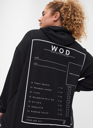 Cardigan with a hood and print, Black WOD, Model image number 2