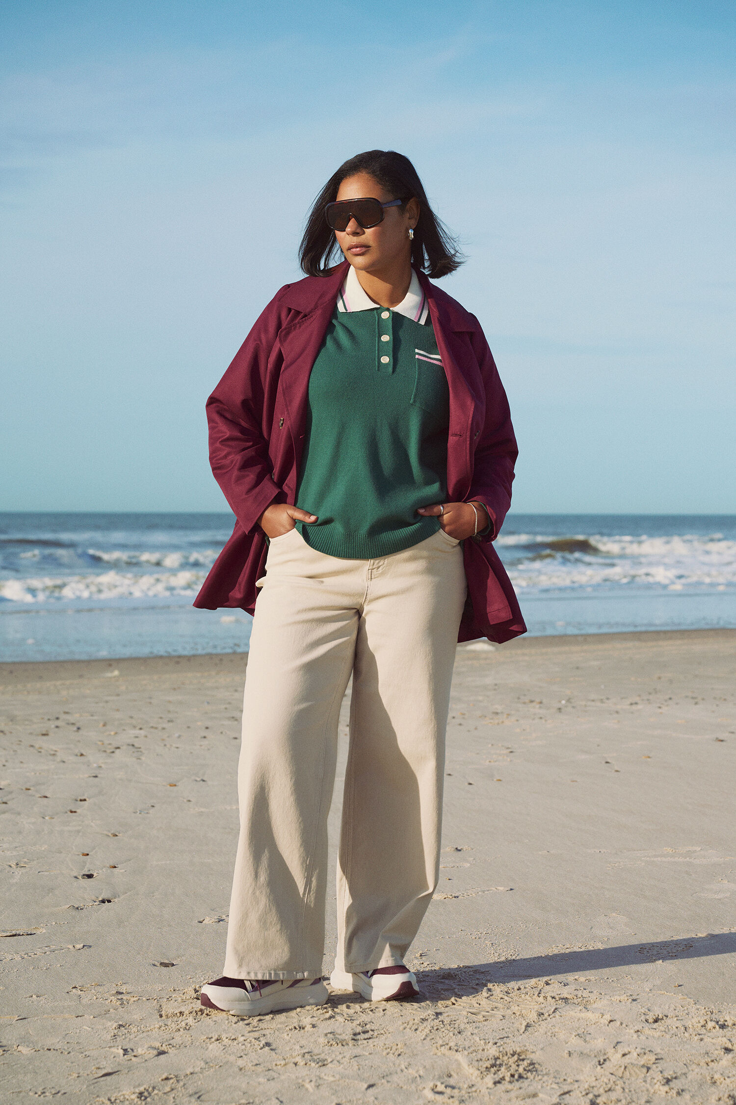 Zizzifashion Short trench coat with belt, , Model