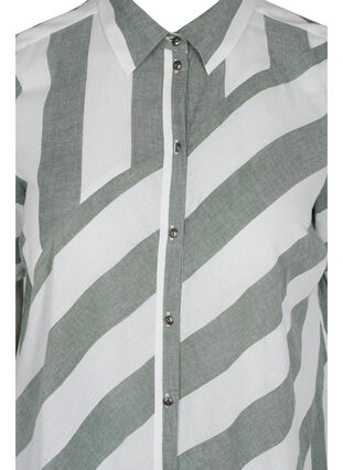 Short-sleeved cotton shirt dress with stripes, Thyme Stripe, Packshot image number 2