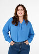 Long-sleeved shirt blouse with V-neck, Riverside, Model image number 0