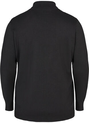 High neck knitted blouse made from a viscose mix, Black, Packshot image number 1