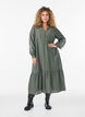 Viscose dress with embroidery and tiered ruffles, Green, Model image number 0