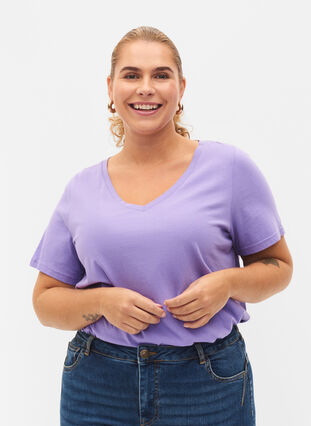 2-pack basic cotton t-shirt, Paisley Purple/Navy, Model image number 0
