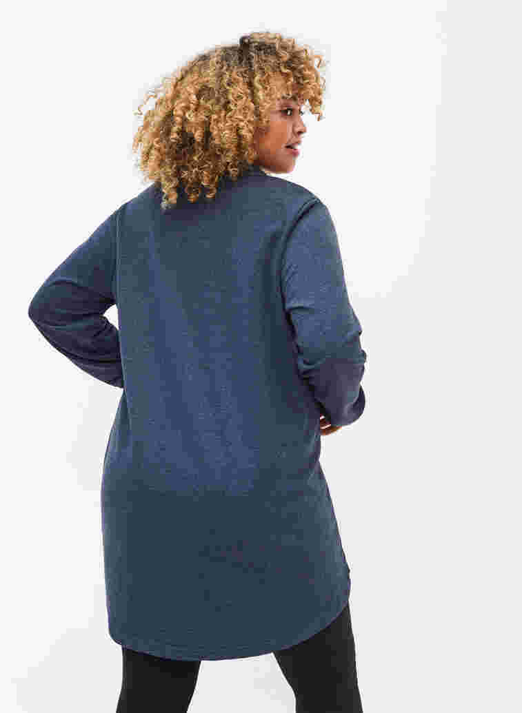 Long-sleeved tunic with drawstrings, Navy Mel, Model image number 1