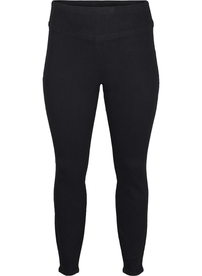 Stretchy jeggings with a high waist, Black, Packshot image number 0
