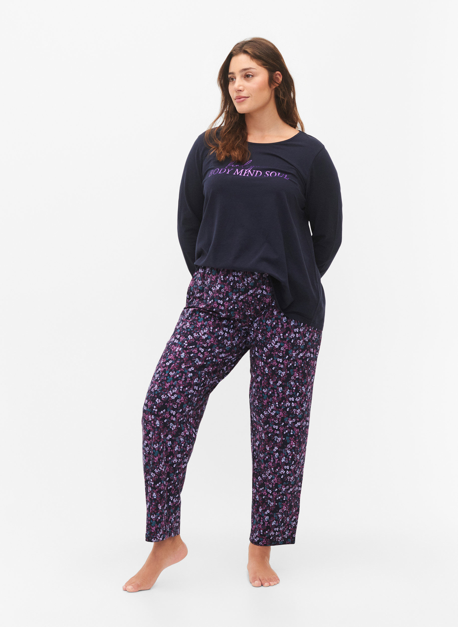 ZizzifashionCotton pajama pants with print, Blue, Model image number 0