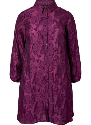 Long jacquard shirt, Dark Purple, Packshot image number 0