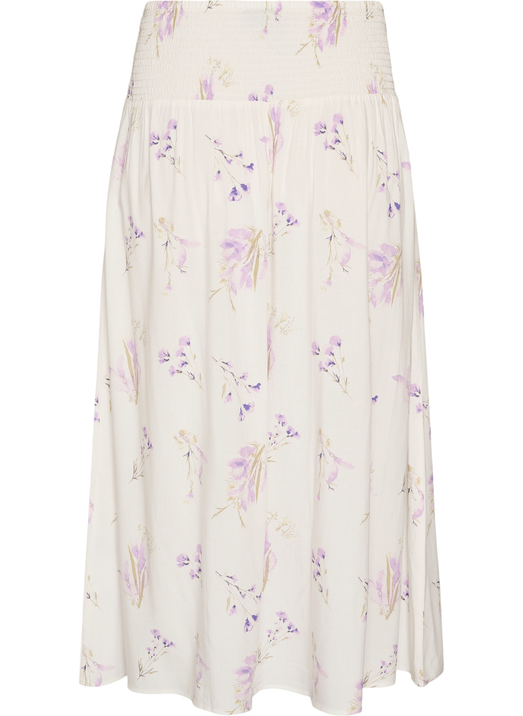 ZizzifashionViscose maxi skirt with smocking, White, Packshot image number 1
