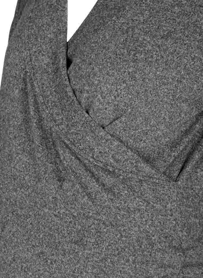 Maternity blouse with 3/4 sleeves and V-neck, Dark Grey Melange, Packshot image number 2