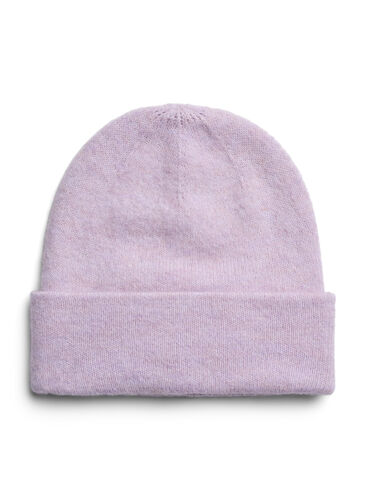 Knitted hat with wool, Lavender Mel., Packshot image number 0