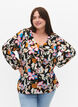Printed blouse with ruffles, Black Multi Flower, Model image number 2