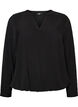 Balloon silhouette blouse with V-neck, Black, Packshot image number 0