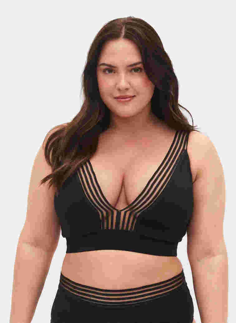 Bikini top with mesh, Black, Model image number 0