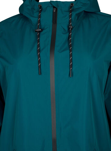 Raincoat with pockets and hood, Deep Teal, Packshot image number 2