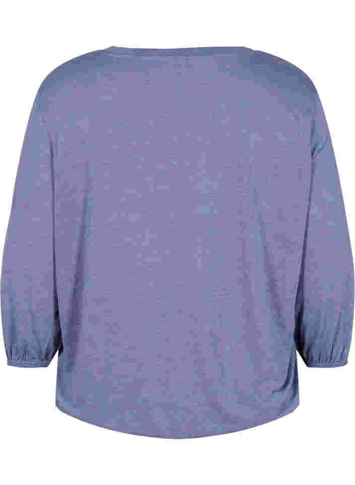 Plain blouse with 3/4 sleeves, Deep Cobalt Mel. , Packshot image number 1