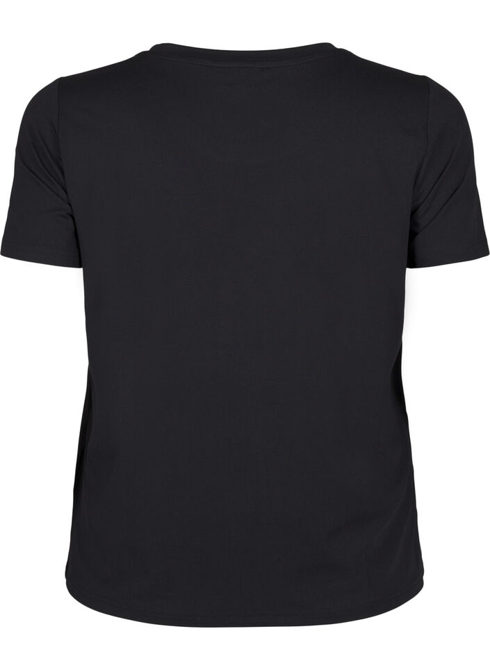 Slim fit training T-shirt with round neck, Black, Packshot image number 1