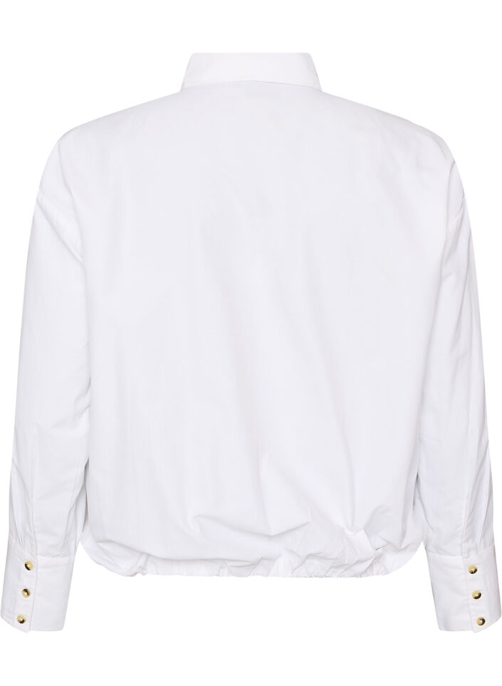 Shirt with chest pocket and balloon shape, White, Packshot image number 1