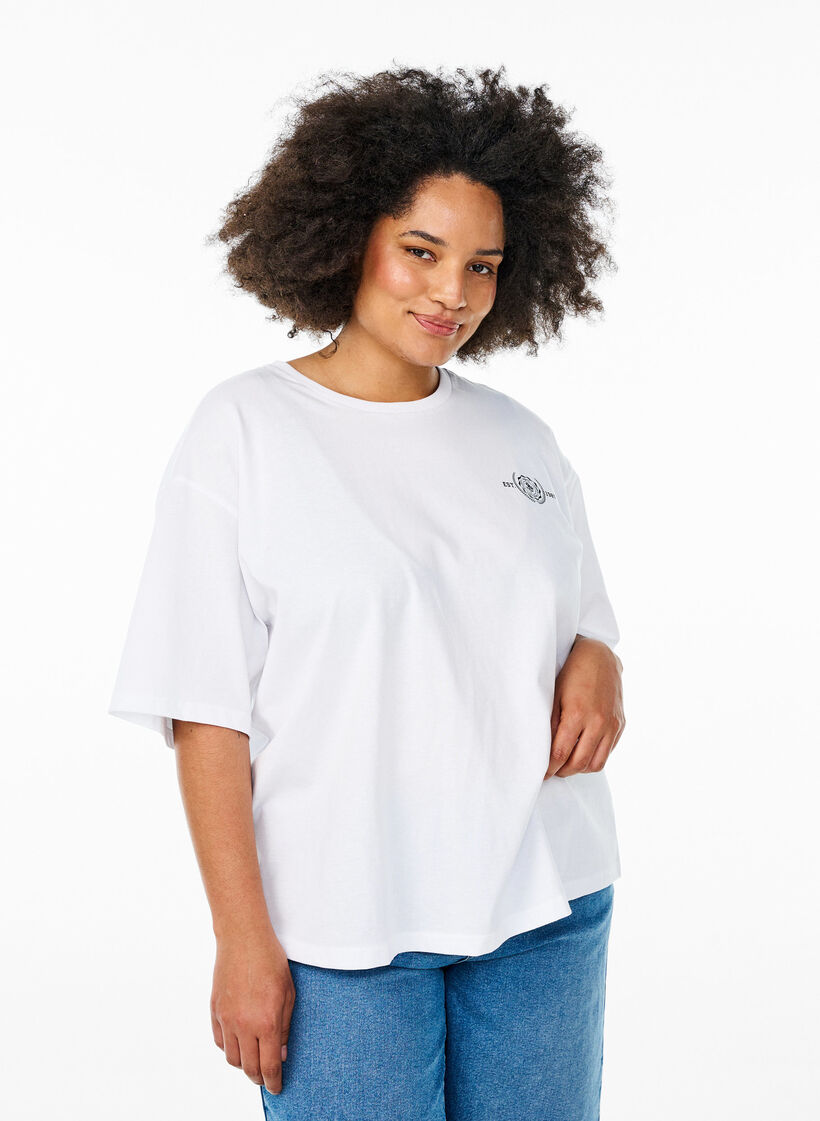 Oversized T-shirt with back print, White, Model image number 2