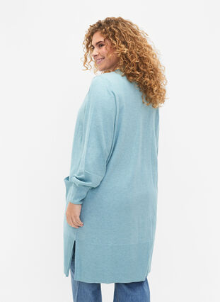 Long knitted cardigan with pockets, Reef Waters Mel., Model image number 1