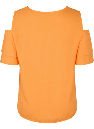 Short sleeved blouse in viscose, Orange Peel, Packshot image number 1