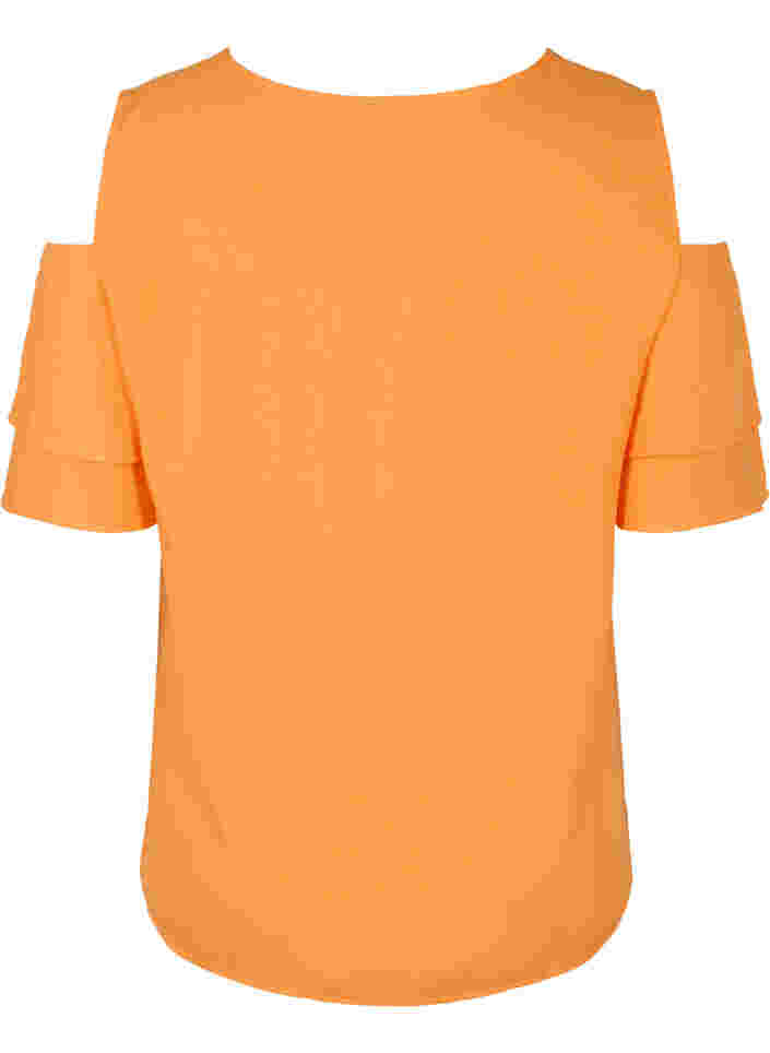 Short sleeved blouse in viscose, Orange Peel, Packshot image number 1