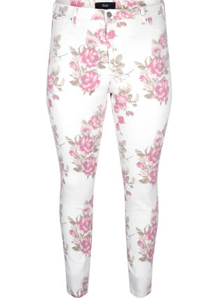 Super slim Amy jeans with a floral print, White R.AOP, Packshot image number 0