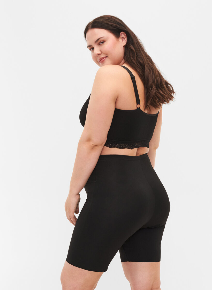 Light shapewear shorts with high-rise waist, Black, Model image number 1