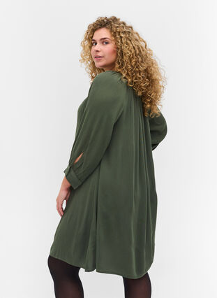 Viscose tunic with 3/4 sleeves, Thyme, Model image number 1