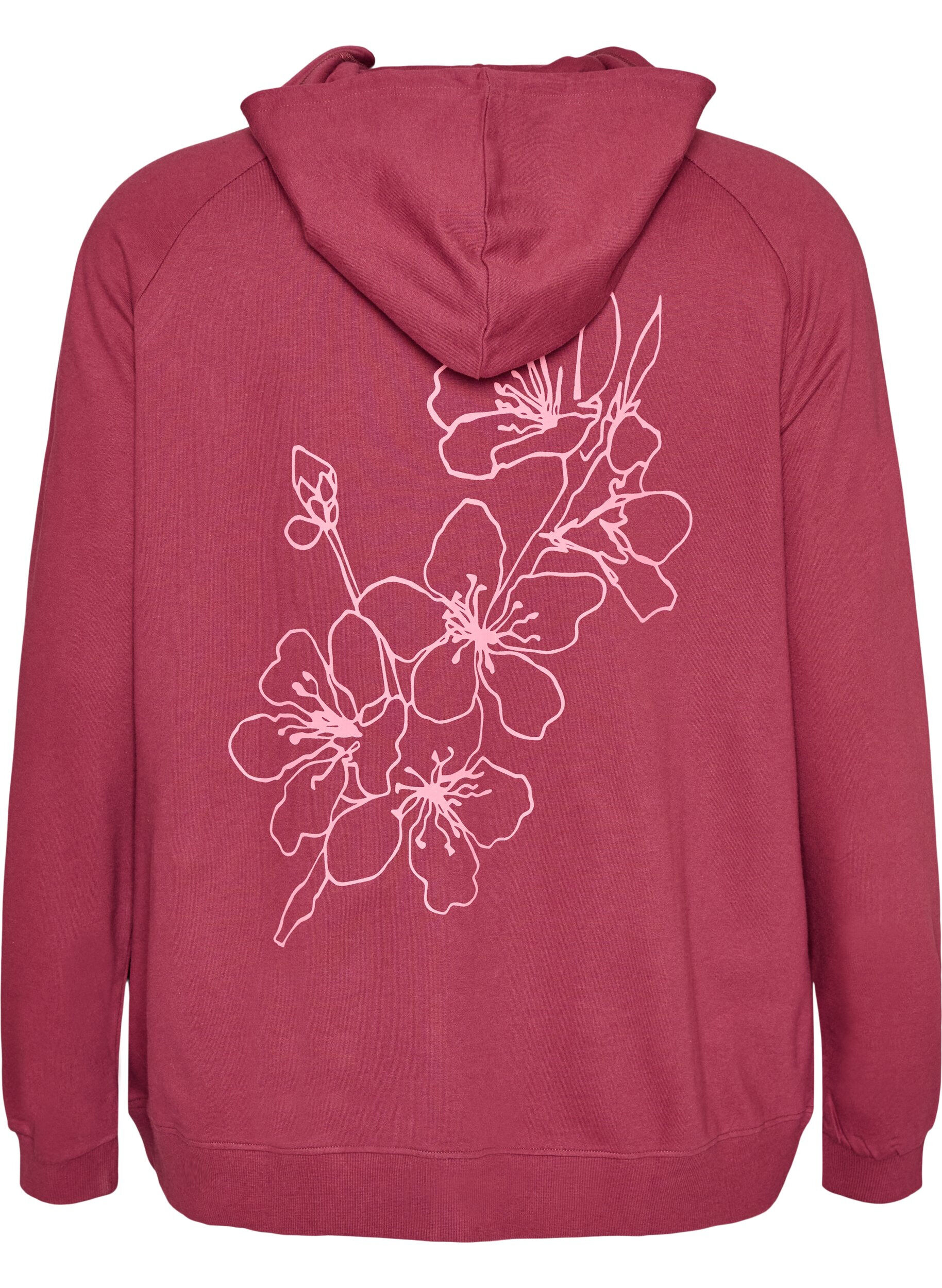 ZizzifashionHoodie with zipper and back print, Red, Packshot image number 1