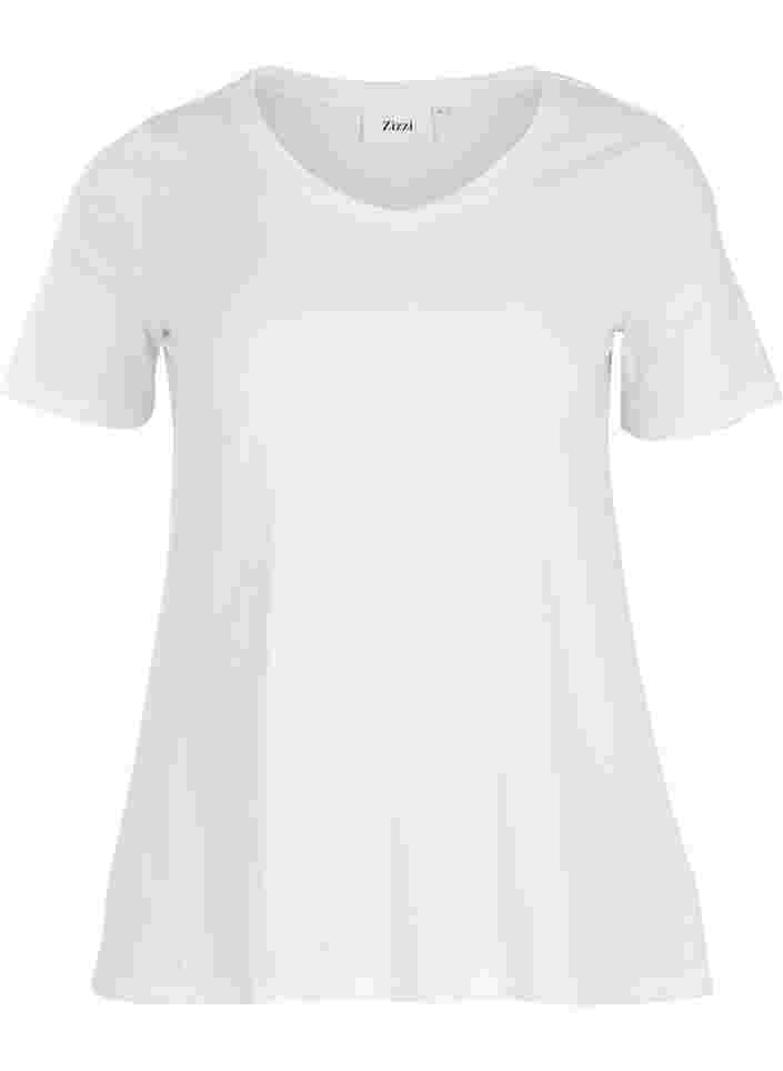 Basic plain cotton t-shirt, Bright White, Packshot image number 0