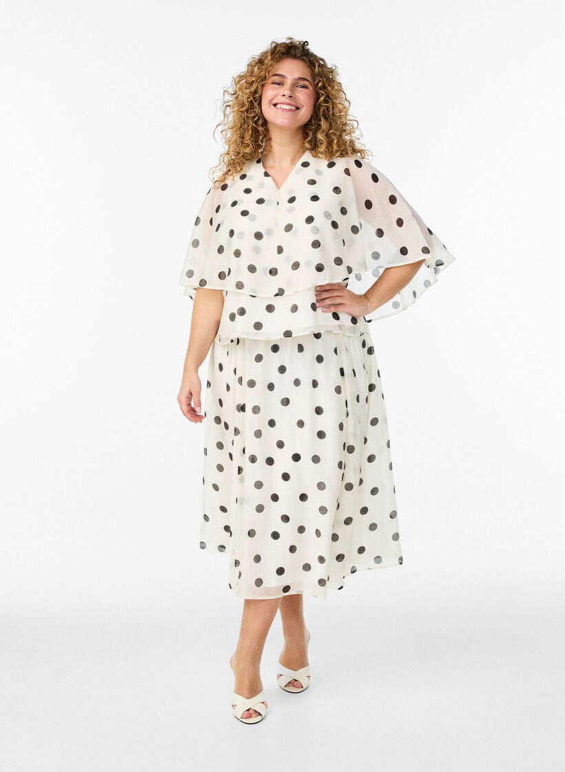 Layered top with polka dot pattern, Vanilla, Model image number 1