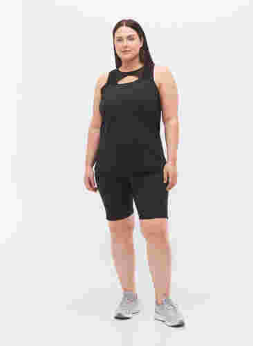 Mesh workout top with racer back, Black, Model image number 2