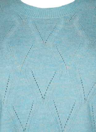 Knitted pullover with hole pattern, Reef Waters Mel., Packshot image number 2
