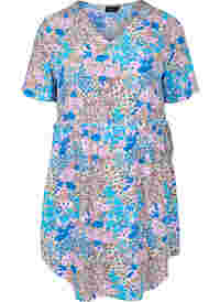 Patterned dress with drawstring details