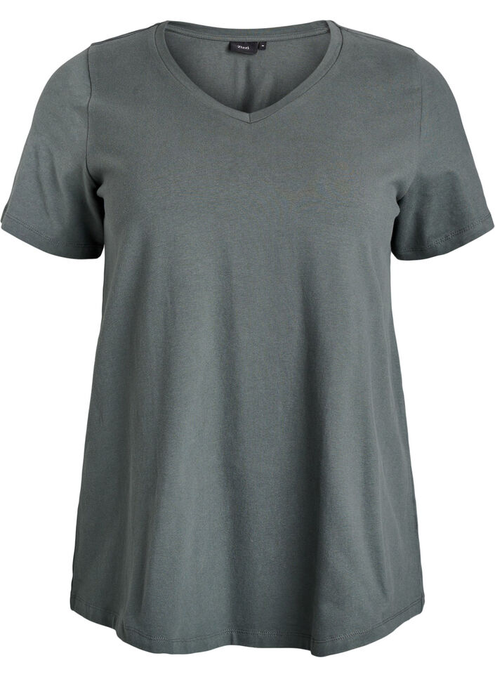 Basic plain cotton t-shirt, Green, Packshot image number 0