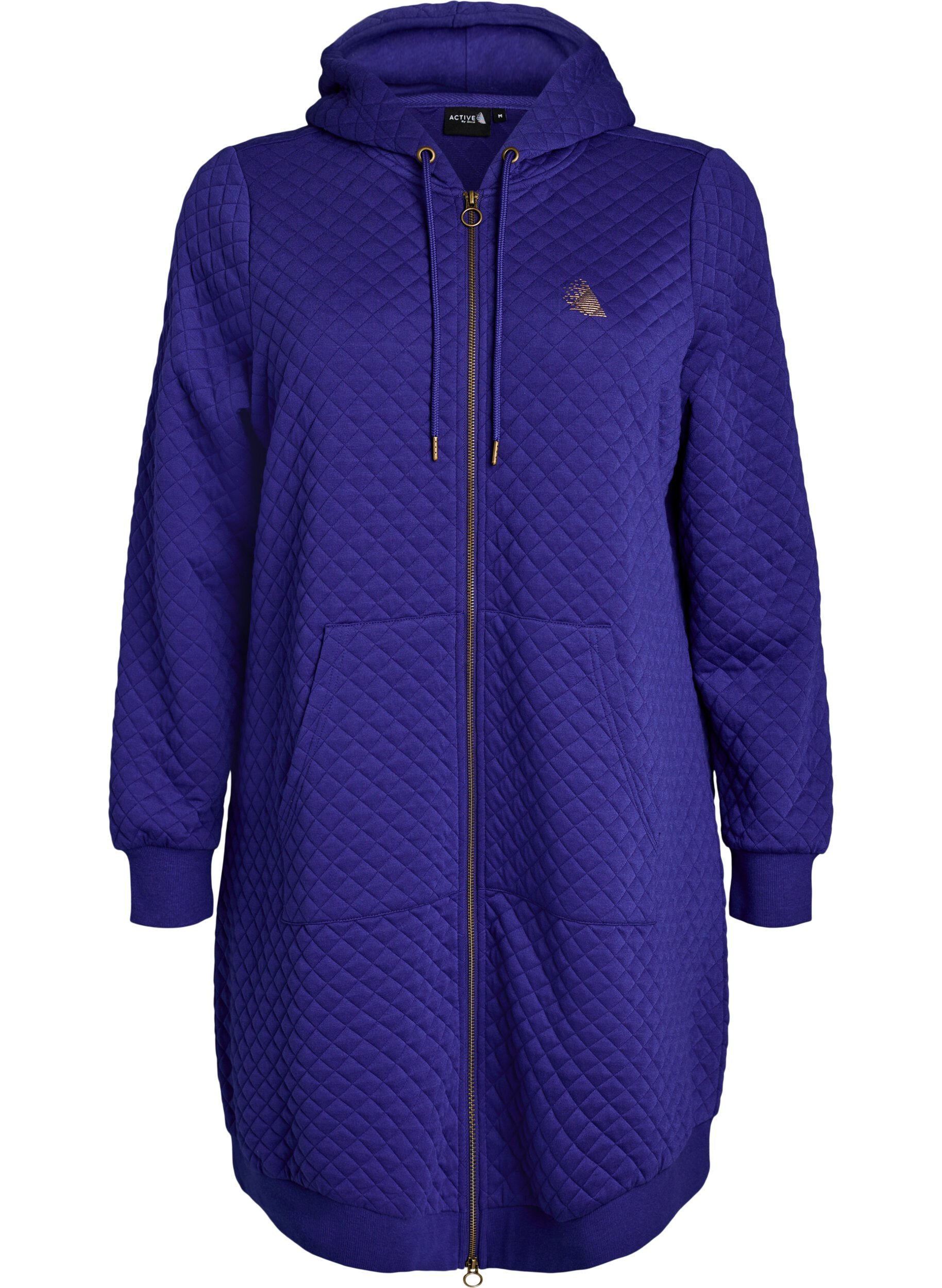 Zizzifashion Long quilted zip-up hoodie with pockets, Purple, Packshot image number 0