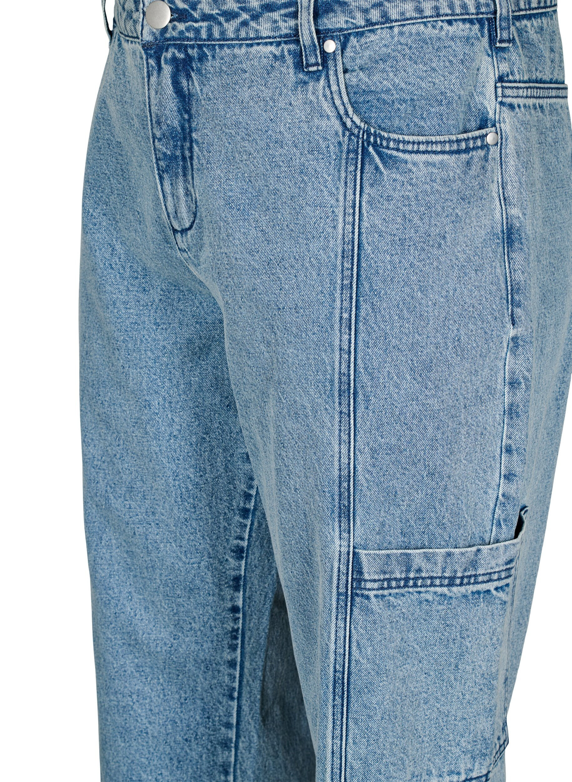 Zizzifashion High-waisted cargo jeans, Light Blue, Packshot image number 2