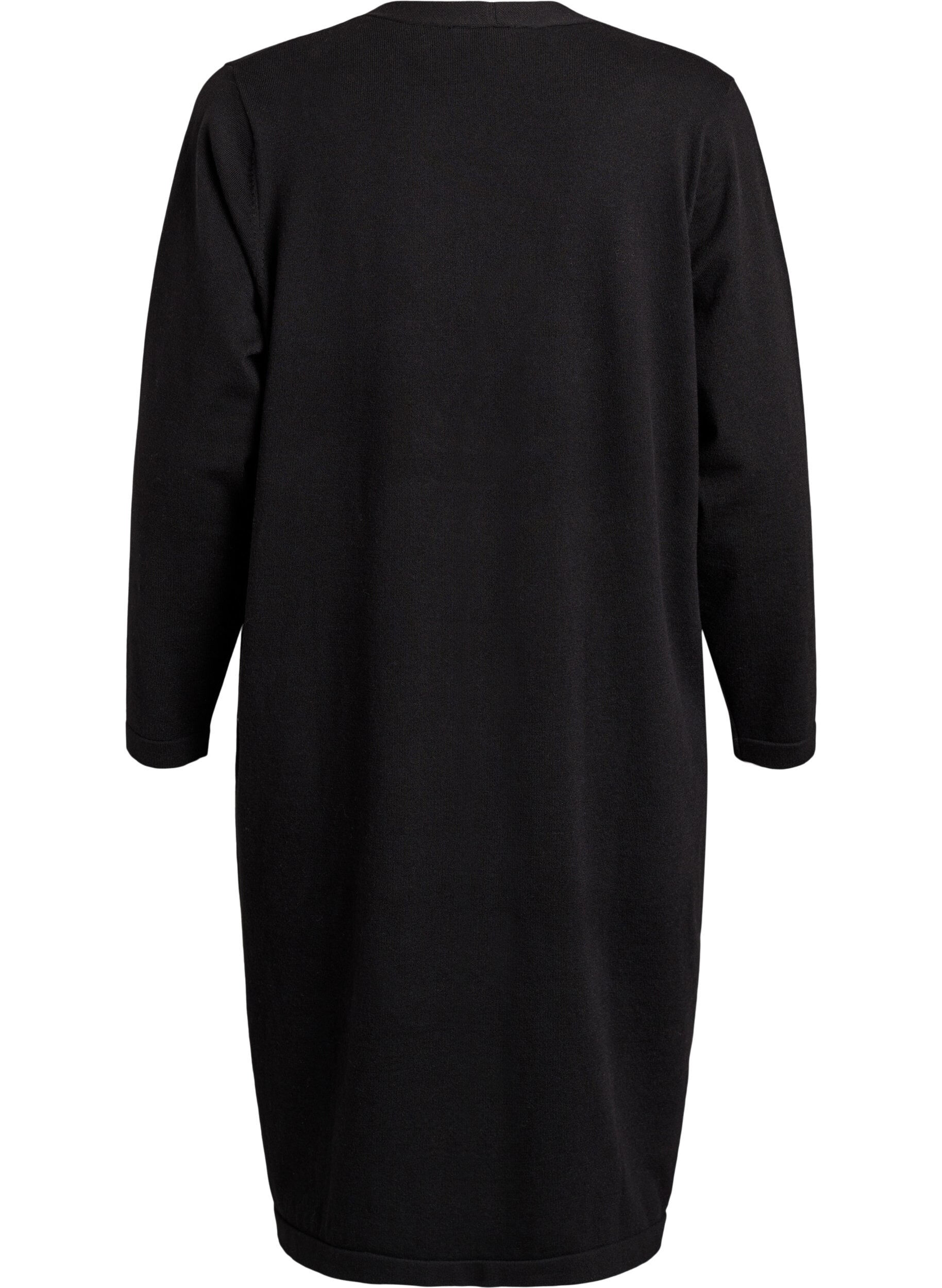 Zizzifashion FLASH - Long, open cardigan with pockets, Black, Packshot image number 1
