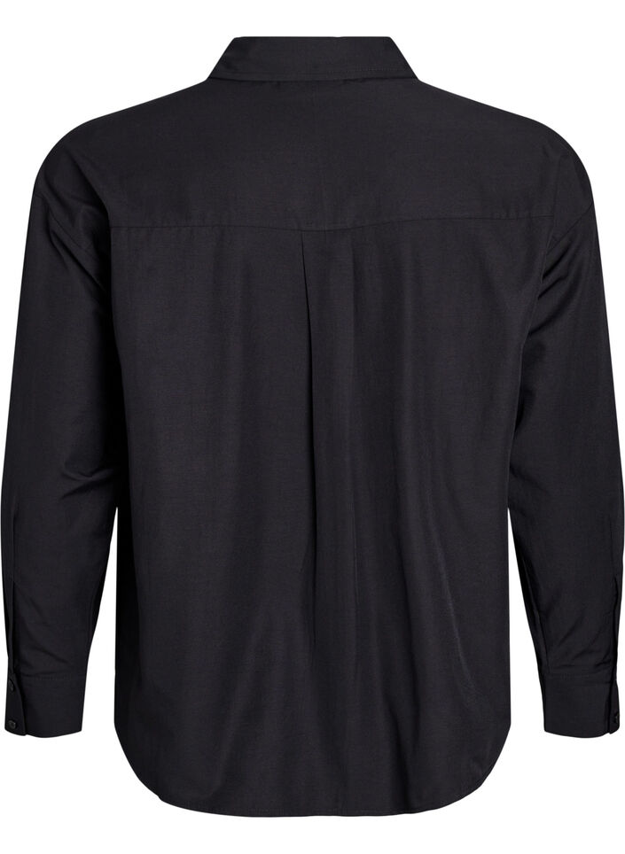 Loose shirt with sporty stripes on the sleeves, Black, Packshot image number 1
